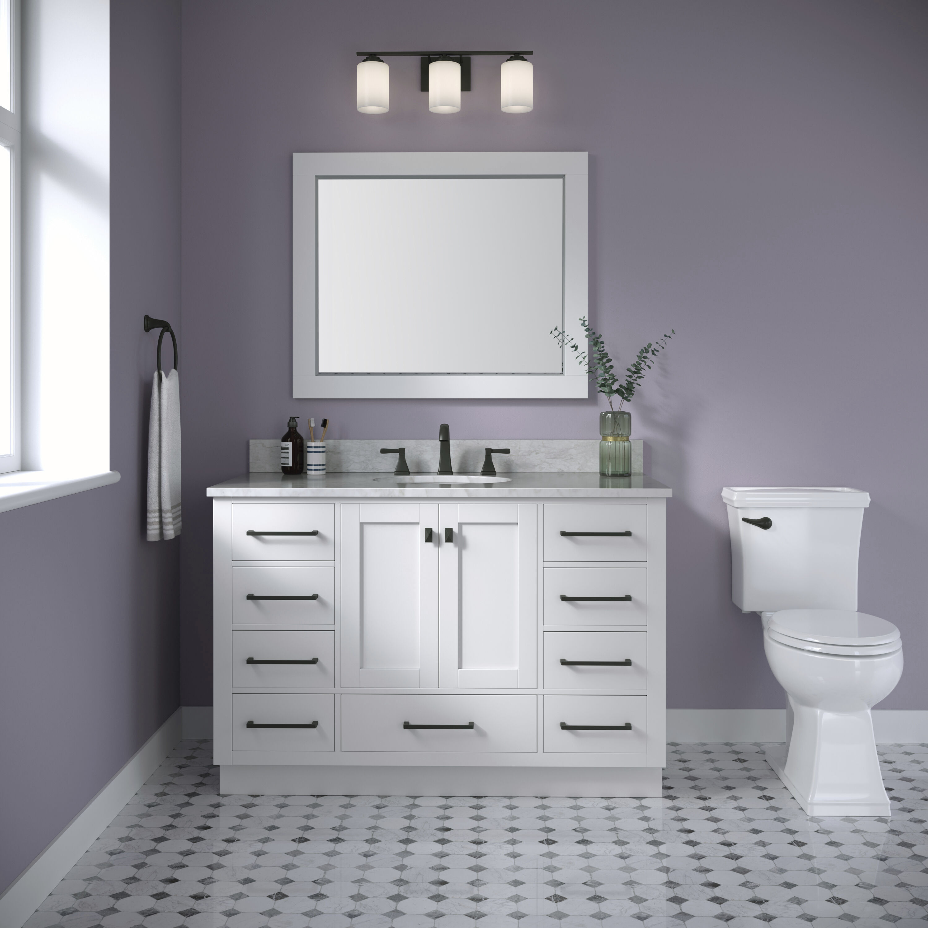 Durham 3 Light 22 inch Matte Black Bathroom Vanity Light Wall Light